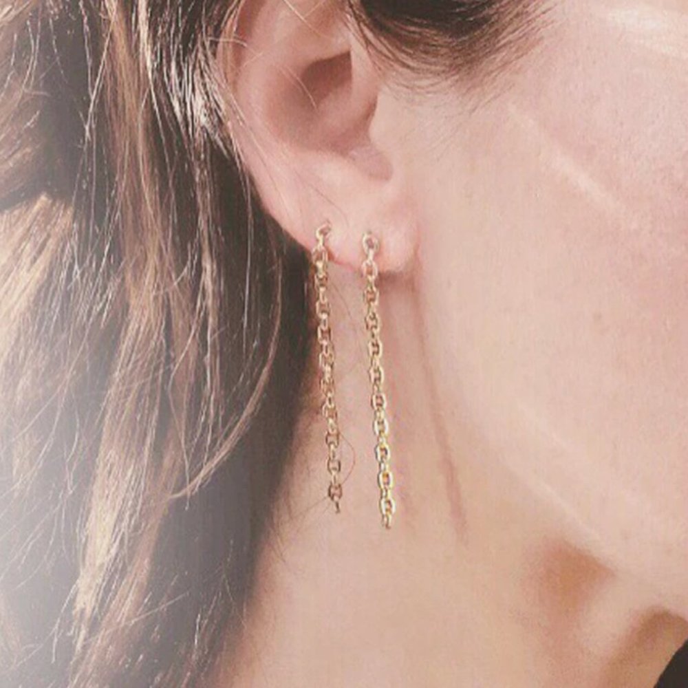 14k Gold Plated Sterling Silver Chain Earrings